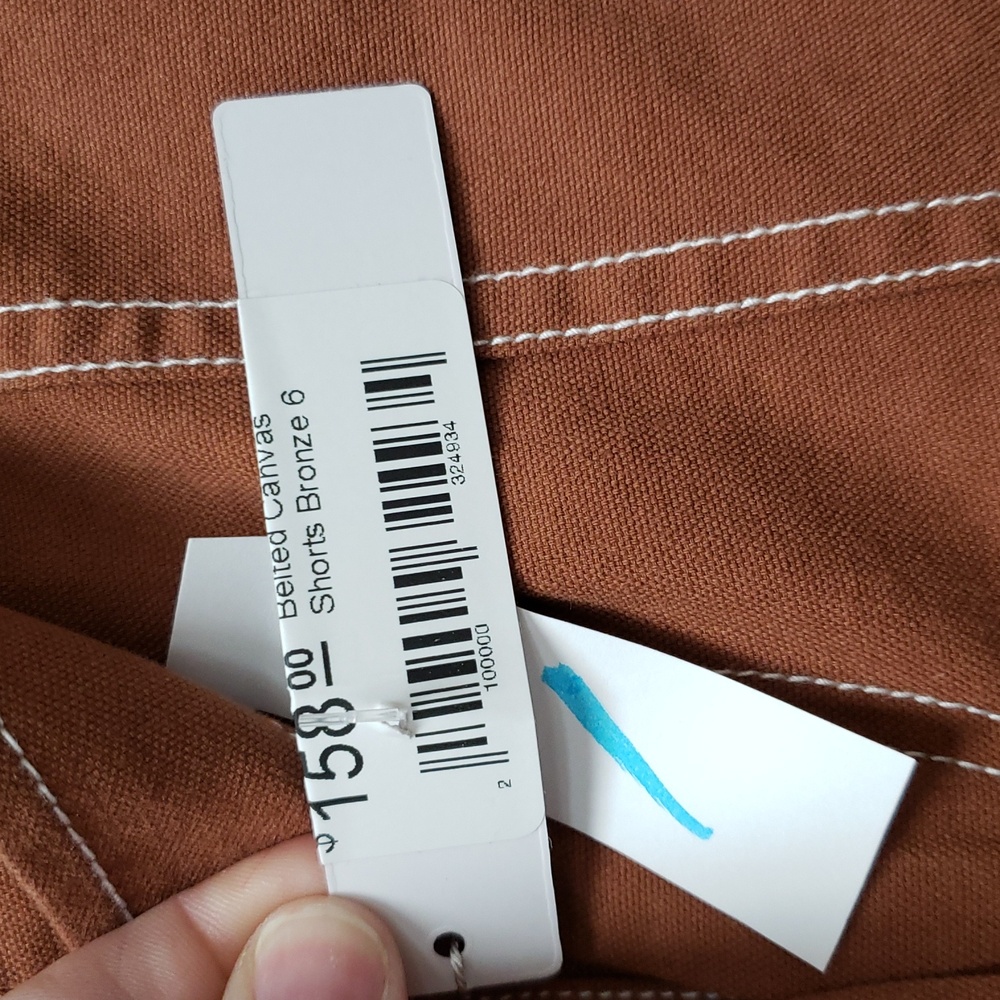 High-Waist Tie-Belt Women's Shorts — Rust Brown - Picture 2 of 5